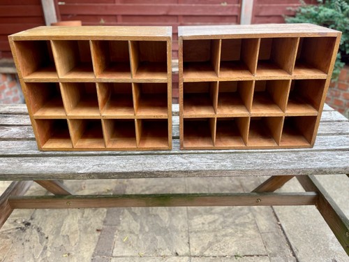 Pair small vintage solid oak