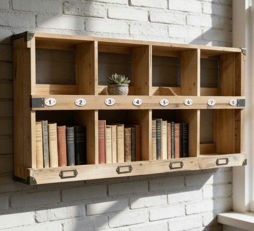 Wood cubby pigeon hole wall - wood,